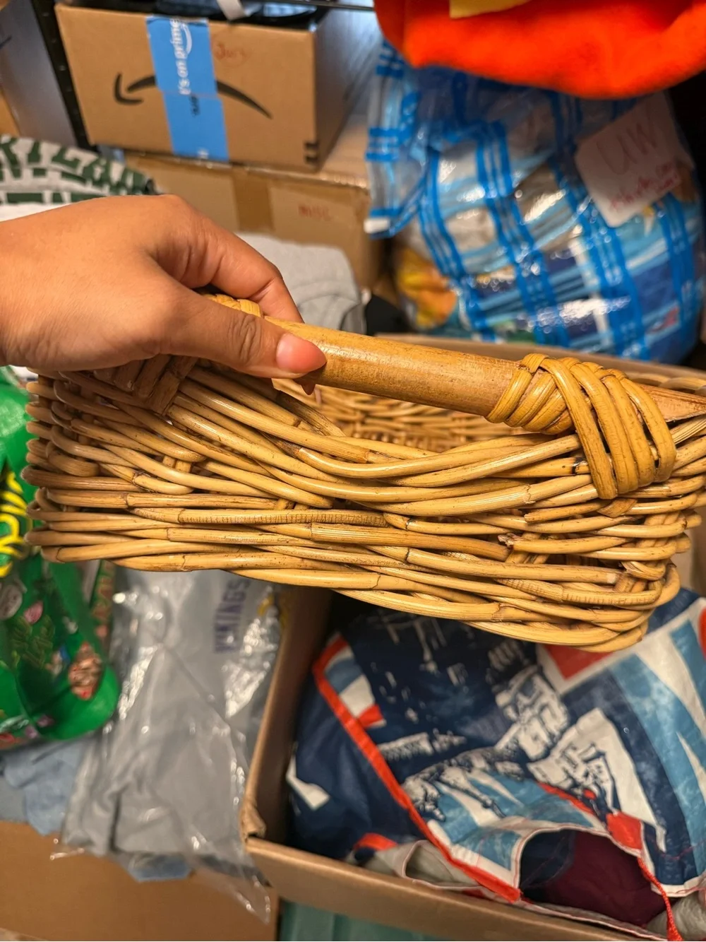 Woven Rattan Storage Basket - Natural Brown